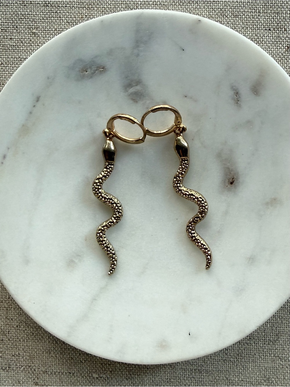 Gold Snake Dangle Hoop Earrings - Women Jewelry